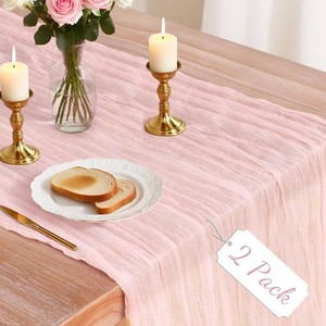 2 Pack Cheesecloth Table Runner, 120 Inch Pink Table Runner for Decor