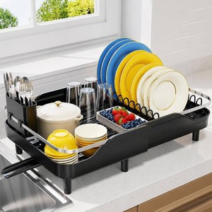 $40 Urackify Expandable Dish Drying Rack for Kitchen Counter, 16.2-23.7, Black