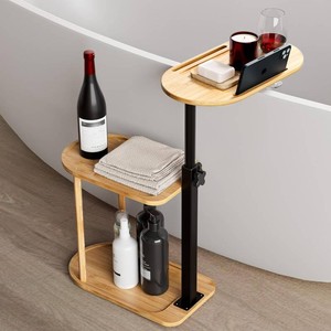 $46 Yumkfoi 3 Layer Bath Tub Tray Table, Freestanding Bath Tray Against Wall