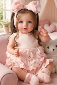 $60 BABESIDE Dara 20 Inch Lifelike Reborn Baby Dolls, Long Brown Hair Girl