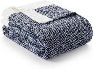 $30 Snuggle Sac Heather Navy Throw Blanket for Couch, Super Soft Warm Microfiber Blankets Navy Blue, Cozy Knit Fuzzy Plush Lightweight Throws for Sofa, Bed, Heather Navy,50x60 inches