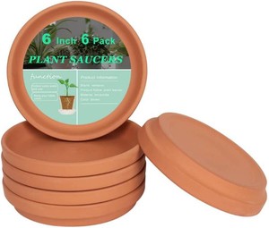 $25 vensovo 6 Inch Terracotta Plant Saucers, 6 Pack Small Clay Trays for Pots
