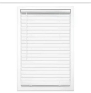 Perfect Lift Window Treatment White Cordless Room Darkening Vinyl Blinds with 2 in. Slats - 55 in. W x 60 in. L Msrp $75.00