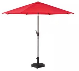 Hampton Bay 9 ft. Aluminum Market Crank and Auto-Tilt Patio Umbrella in Ruby Red MSRP $78