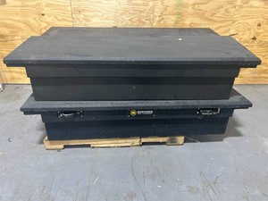 $1500 Northern Tool  Equipment Low Profile Crossover Truck Toolbox with Removable Tray, 69in. x 20in. 13in., Aluminum, Textured Matte Black, Pull Handle Latches (Lot of 4) $1,500