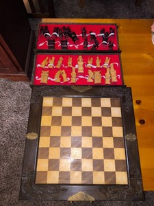 Vintage Chess Board & Chess Pieces
