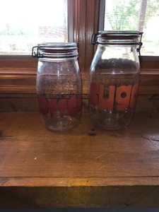 Vintage Coffee And Sugar Glass Canisters