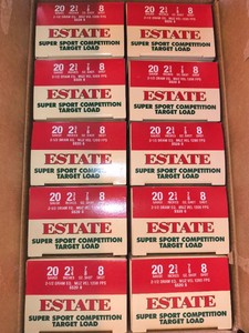 Estate super sport competition target load 20 gauge shotgun ammunition-NEW-10 BOXES