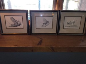 Wall hanging lot-3 pieces,Mayflies and fish