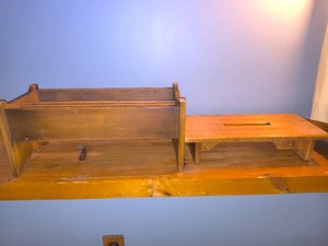 Vintage Wooden BookMagazine Holder & Step Stool - 2 Piece Lot