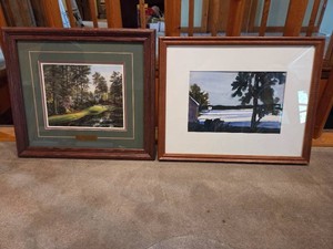 Augusta National Golf Course & Hand painted Landscape Print - Lot of 2