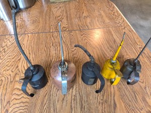 Vintage pump Action Metal oil cans-5 pcs
