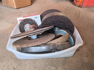Lot of grinder discs, cut off wheels, flap disc, and safety guards