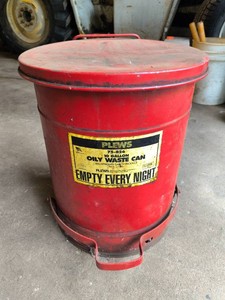 Vintage Plews Oil Waste Can- 10 Gallon