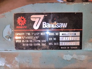 RONG FU Turn-Pro 7" x 12 Manual Combination Horizontal & Vertical Bandsaw