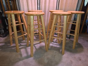 Wood stools-set of six