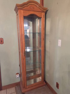Light Wood Glass Curio - American of Martinsville