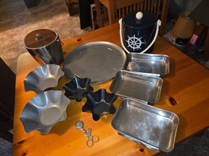 Ice buckets and metal kitchen items lot-11 pieces