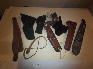Assortment of GunKnife Accessories, holsters, sheaths