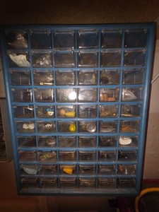 Multi drawer small parts storage cabinet and its entire contents