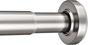 AmazerBath Nickel Spring Tension Shower Curtain Rod 31-75 Inches, 1 Inch Diameter Heavy Duty Tension Rod Rust Proof Bathroom Curtain Rod, Adjustable No Drill Easy Segmented Installation