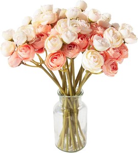 Hananona 11 Pcs Artificial Silk Rose Flowers Bouquet, Pink