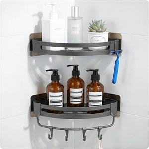 $26 Corner Shower Caddy, 2-Pack Set with Towel Bar and 8 Hooks