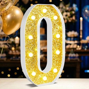 $20 12.6 Inch Gold Marquee Light Up Numbers 0 for Party Decorations