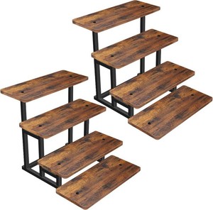 $55 Lily Cupcake Stand for 50 Cupcakes, 2 PACK Wooden Dessert Table Display Set for Wedding Cupcake Tower, Stepped Tiered Tray Stand 4 Tier Risers Display Stands Serving Trays for Party Market Display