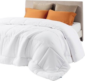 $52 Bedsure Comforter Duvet Insert - Quilted Comforters Queen Size, All Season Duvet, GentleSoft Down Alternative Bedding Blanket, with 8 Tabs, Gifts for WomenMen, White, Queen 88 x 88 Inches