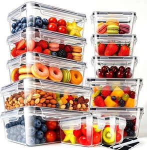 12 Pack Food Storage Containers with Lids (24 Containers & 24 Lids), Reusable Plastic Food Containers for Kitchen Storage and Organization, Leakproof Meal Prep Container with Labels & Pen