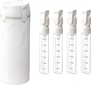 4 in 1 Travel Dispenser Bottle, Refillable Leak Proof Travel Size Bottles for Toiletries, Shampoo, Body Wash, Lotion, Conditioner (White, 16.5cmx5.5cm, 30ml x 4, Plastic)