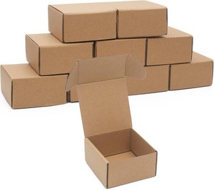 10 Pack Small Shipping Boxes 4x4x2 (Inner Size) Corrugated Small Cardboard Boxes for Shipping, Recyclable Packaging Boxes for Business, Mailer, Gift Packing, Crafts Packing, Jewelry Boxes, Brown