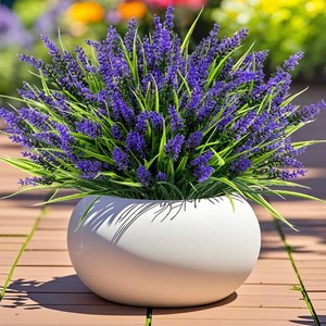$24 Geegoods 24 Bundles Purple Artificial Plants Flowers Outdoor, UV Resistant