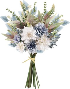 $34 2 Pcs Fake Artificial Flowers Bouquet for Decoration, Silk Flower Arrangements Faux Flowers Plant Wedding Bride Bouquets Tables Centerpieces for Home Decor Indoor Vase Floral Table Decor (Blue White)