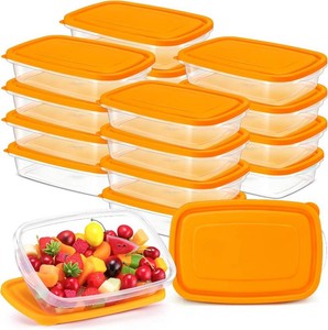 $28 Qinyoung 18 Pcs 33 oz Plastic Food Storage Containers with Lids, Orange
