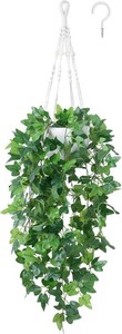 DREAMLOOM Fake Hanging Plants with Pot, Artificial Ivy Hanging Plants with Macrame Hanger for Indoor Decor, Fake Hanging Vines Faux Greenery for Home Kitchen Office