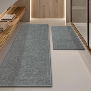 $36 YIHOUSE Bathroom Rugs Thin Bath Mat Sets 2 Pieces Quick Dry,Grey