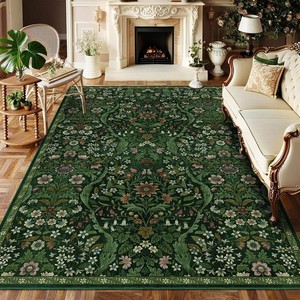 $60 Floral Area Rug 5x7 Botanical Washable Carpet for Living Room