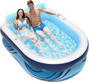 $70 VISTOP Inflatable Pool for Adults or Kids with SeatsCup Holders Large Thickened Large Toddlers Cool Swimming Pool Family Summer Blow Up Water Pools for Outdoor, Water Party, Garden SPA Tub