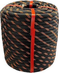$45 12 in x 150 ft Polyester Arborist Rigging Rope, Black Braided Tree Climbing Rope 48 Strands for Farm Work and Swinging