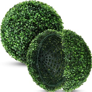 $31 Hotop 2 Pcs 11 Inch Artificial Plant Topiary Ball 4 Layers Garden Spheres Boxwood Balls Artificial Topiaries Spheres Decorative Plants for Backyard, Balcony, Garden, Indoor Outdoor Decor(Green)