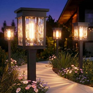 $50 XMCOSY Solar Pathway Lights, 4 Pack 2-in-1 Landscape Lighting for Garden