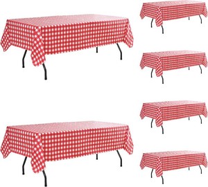 $46 Vinyl Tablecloth with Flannel Backing-Gingham Rectangle 8 Foot Table Cloth