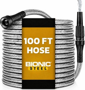 $54 BIONIC STEEL 100 Ft Metal Garden Hose with Sprayer Nozzle