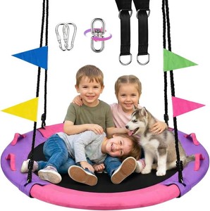 $57 HeyZoo 43 Saucer Tree Swing 900LBS 360  Swivel, Kids & Adults, Pink Purple