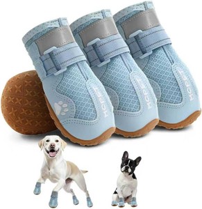 $30 Hcpet Dog Boots, Dog Shoes for Large Dogs, Medium Dog Boots & Paw Protectors, Anti-Slip Dog Booties for Hot Pavement Winter Snow Hiking with Reflective Straps Blue Size 6