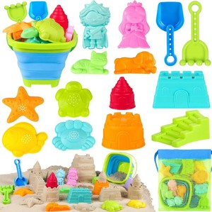 RACPNEL Beach Toys Collapsible Bucket, Princess Prince Molds for Kids 3-12
