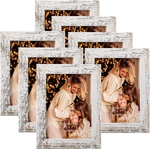 $23 PETAFLOP 5x7 Picture Frame Set of 7, Distressd Rustic Frames Display 5 by 7 Inch Photo for Wall or Tabletop