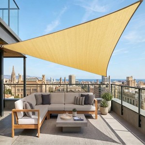$20 Amgo 10 x 10 x 10 Beige Triangle Sun Shade Sail for Patio